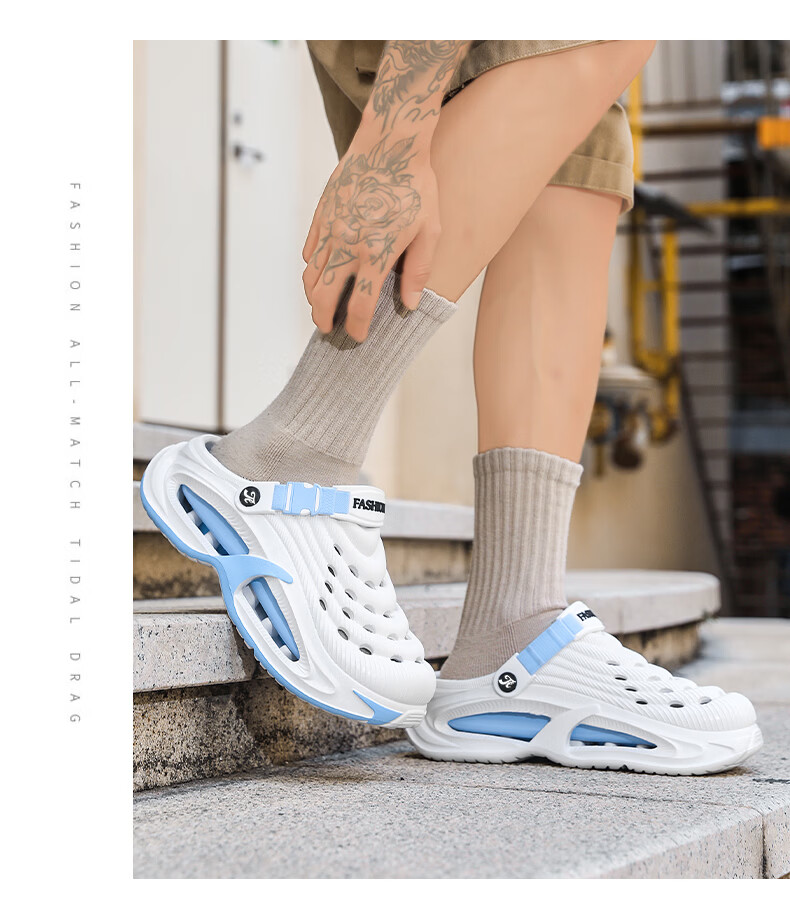TonLion Men's Summer 2026 Thick-Soled Dual-Use Sandals Fashion Beach Shoes Black Gray Size 38/39 5