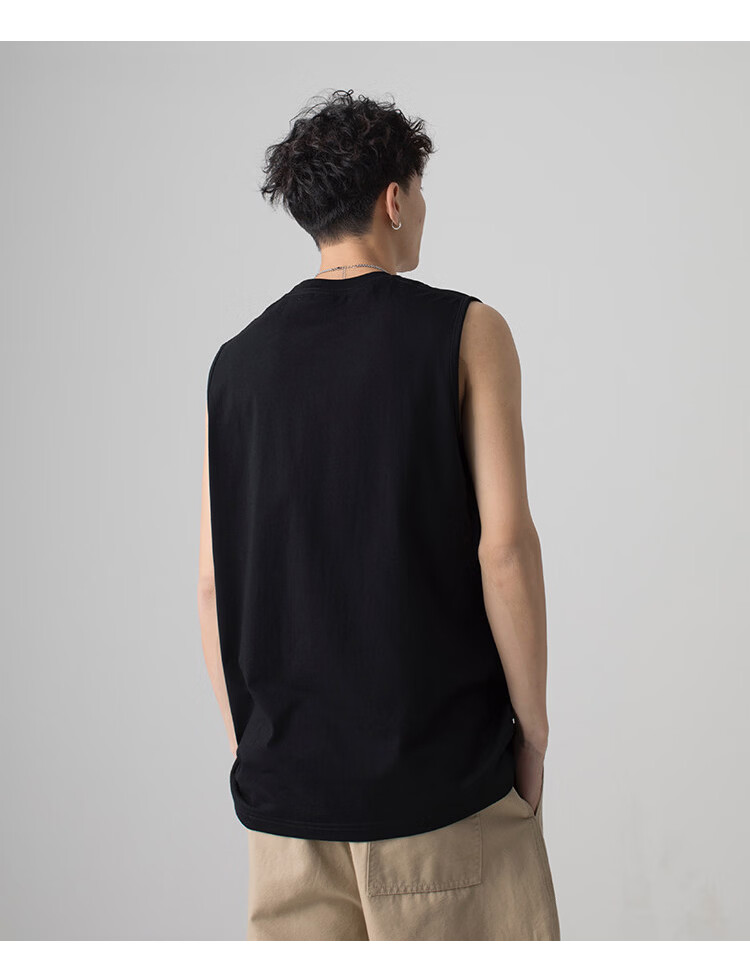 Muwei Men's Pure Cotton Vest Summer Heavyweight Breathable Skin-Friendly Casual Versatile Base Tank Top Simple Trendy Sleeveless T-Shirt 24