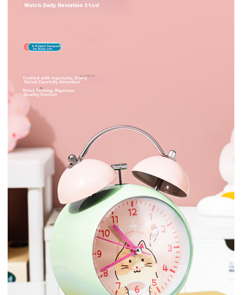 Deli Mini Night Light Alarm Clock Bedroom Bedside Clock for Kids Students Wake-up Gadget Purple LE333 Back to School Season Gift 5