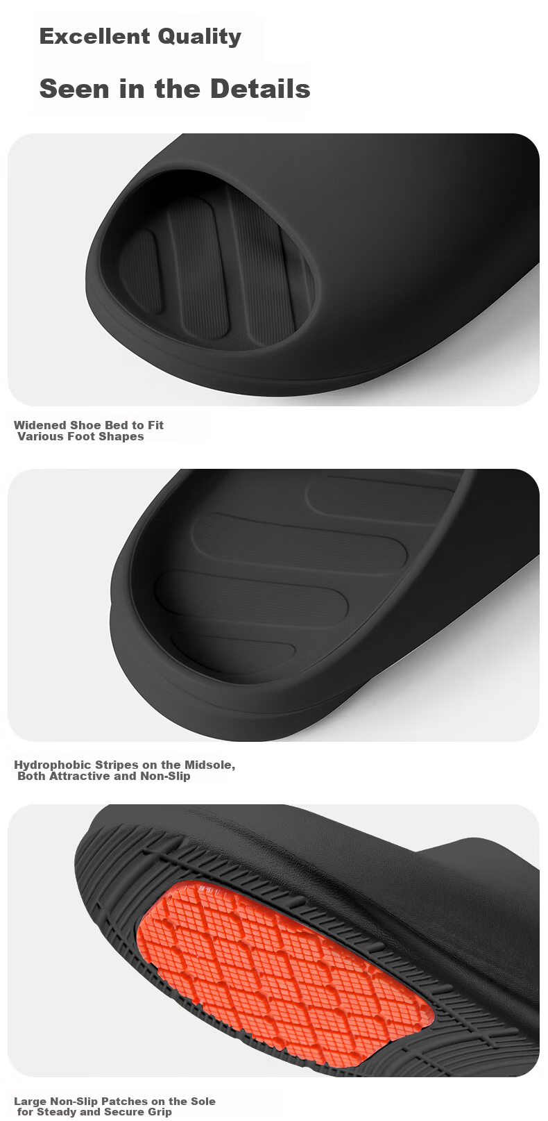 JD Jingzao Bathroom Drainage Non-Slip Antibacterial Indoor Silent Slippers for Men Black Size 41-42 8