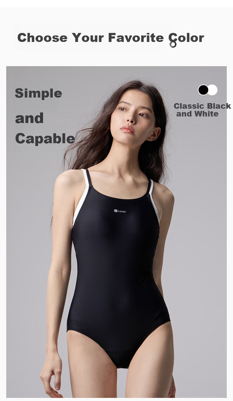 Keep Women's One-Piece Triangle Leica Sports Training Slimming Swimsuit 592 Blue Gray L 12