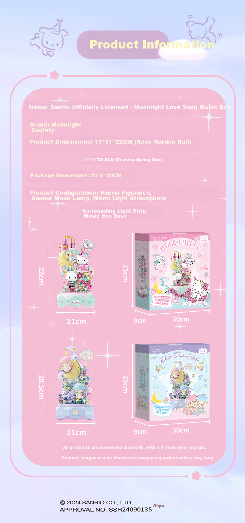 Yueguangshe Sanrio Collaboration Melody Building Blocks, Trendy Creative Toy, Gift for Girlfriends, Birthday And Christmas Present 16