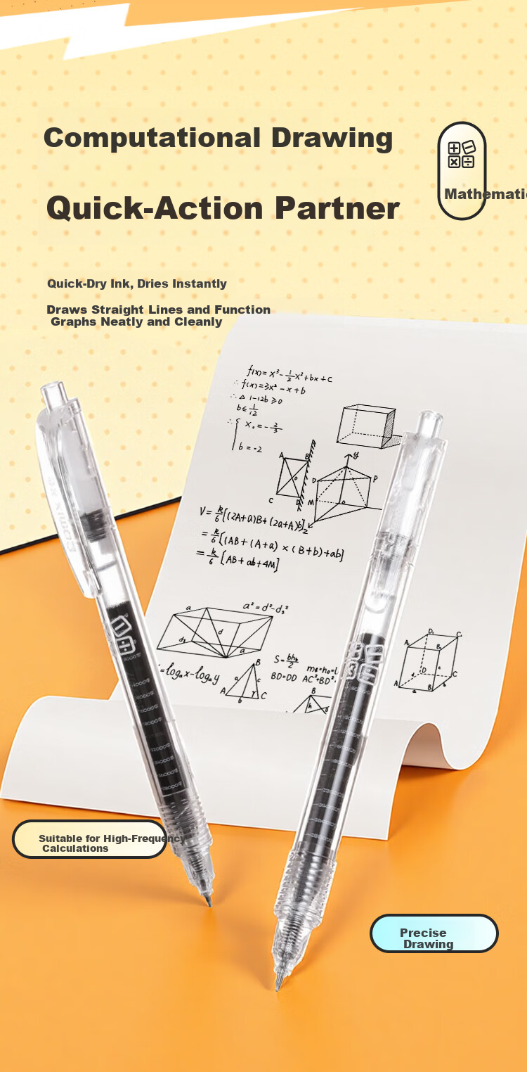 Comix Quick-Dry Retractable Gel Pen ST Tip Large Capacity 0.5mm Exam Pen Set Black 4pcs/Box EB985 5