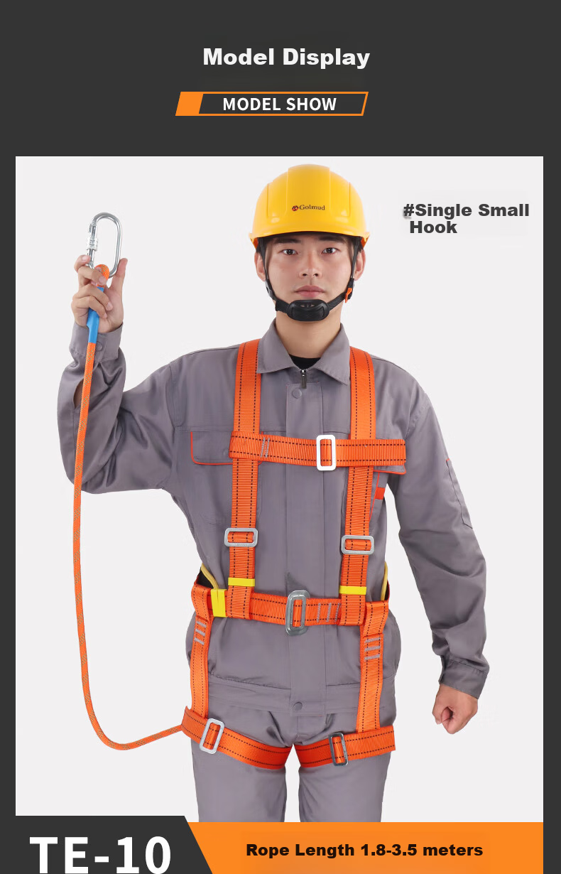 Gorm Five-Point Safety Harness National Standard Safety Rope Full-Body Double Hook TE Double Large Hook 1.8m for High-Altitude Work 21