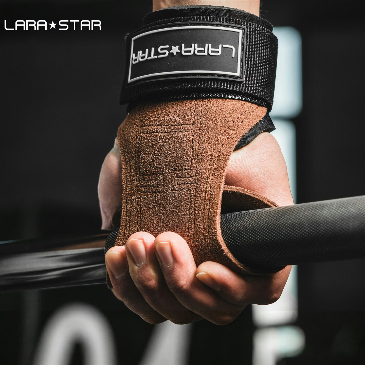 Laura Star Leather Fitness Grip Gloves Callus Prevention Pull-Up Wrist Wraps Deadlift Gloves Gray Pair