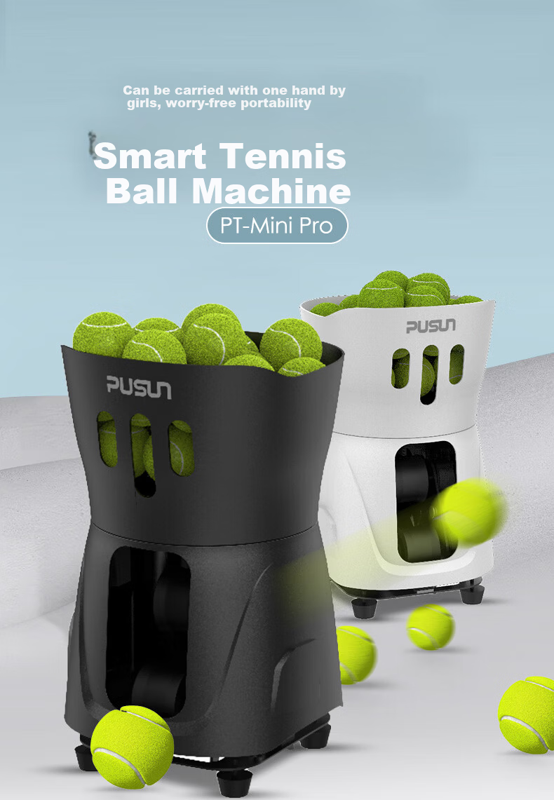 PUSUN PT-Mini Pro Tennis Ball Machine Lightweight Tennis Ball Launcher Training Machine (White) 1