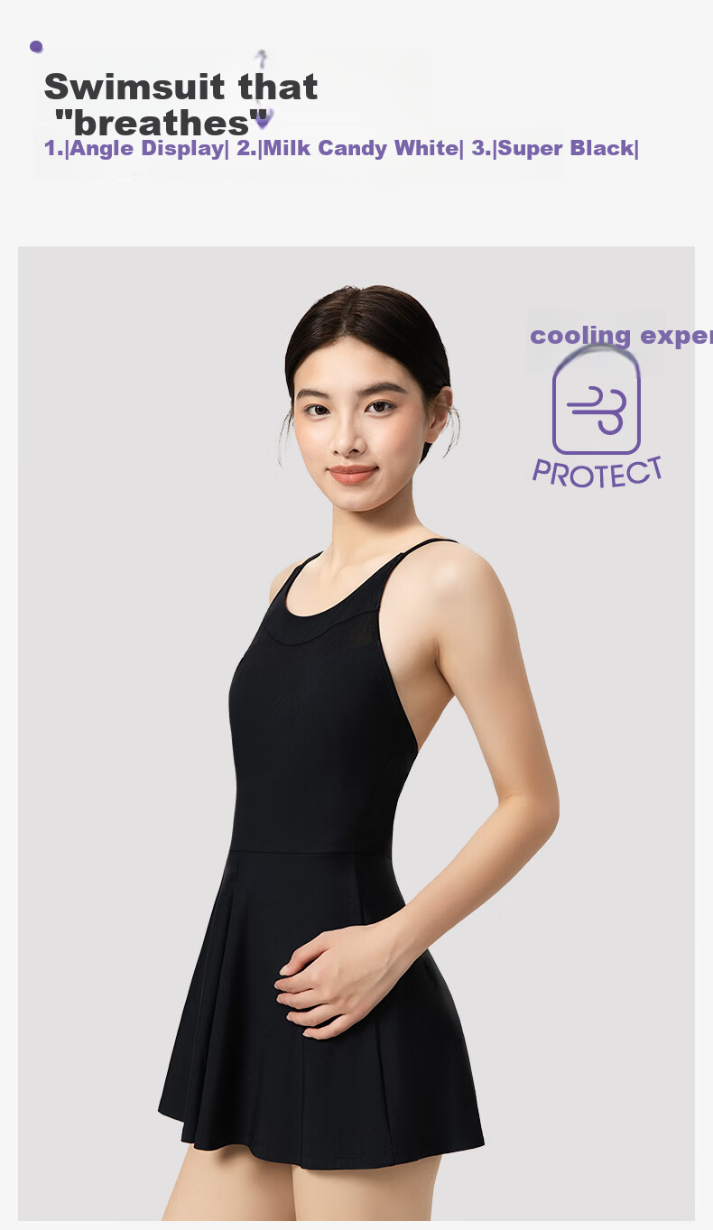 Keep Little Black Dress Swimsuit for Women, Slim-Fit And Slimming, 26 Styles One-Piece Dress-Style Vacation Swimwear, Beach Swimwear, Black, 2XL 6