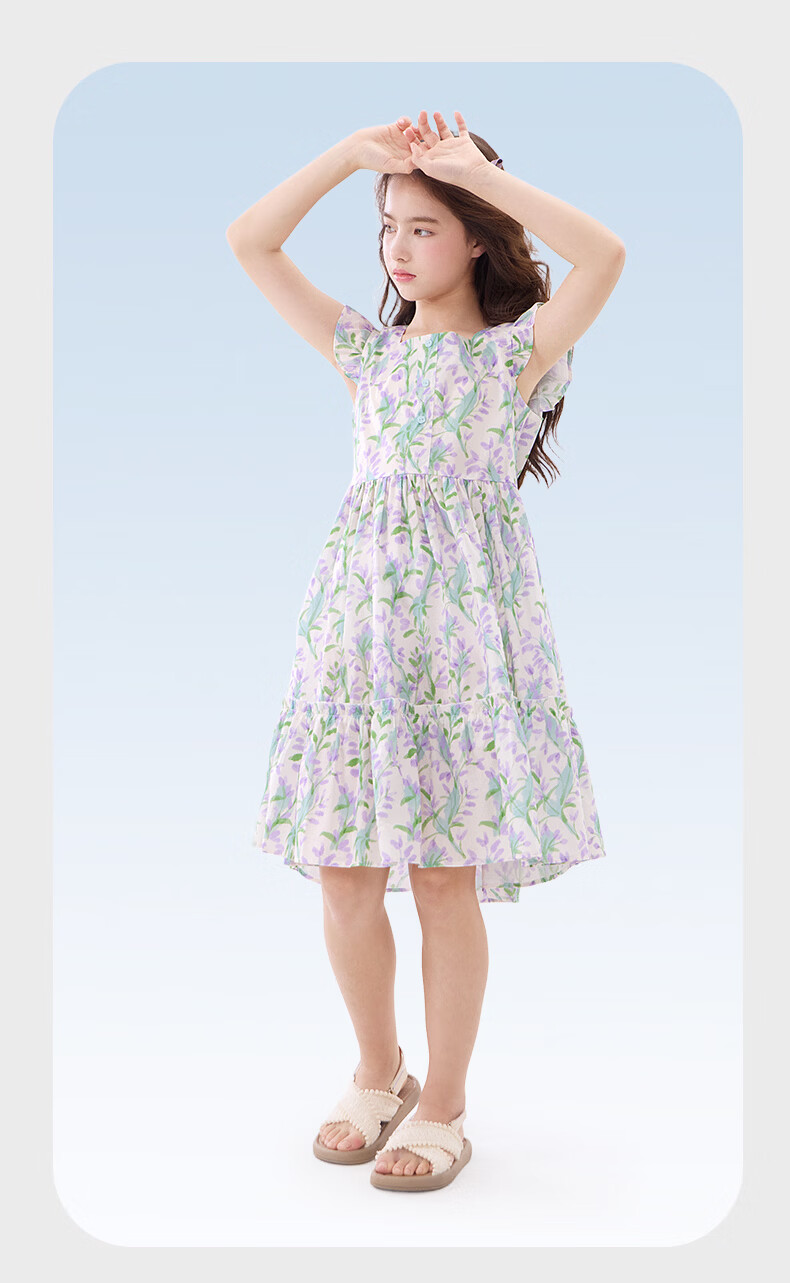 Disney Girls' Summer Cotton Dress New Children's Princess Dress Light Green 160 21A146 7
