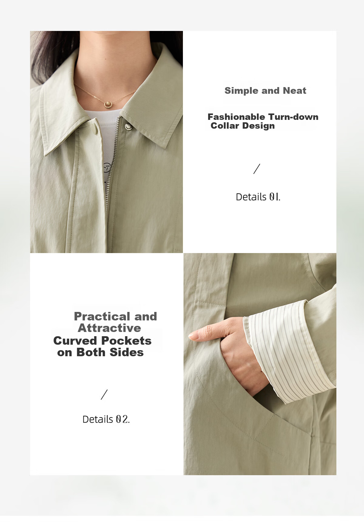Chushen Spring Autumn Casual Jacket for Women Fashion Lapel Decorative Lines Simple Short Petite Coat Top S53D016 3