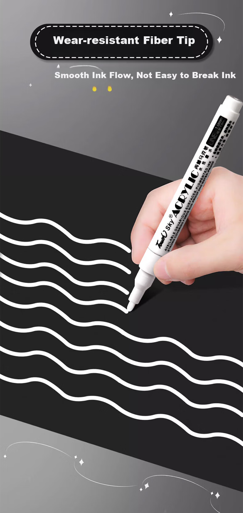 Shuxing White Acrylic Highlighter Double-Ended Waterproof Fade-Resistant Art Marker for Students Drawing Graffiti Black Card Journal White Paint Pen Watercolor Pen 11