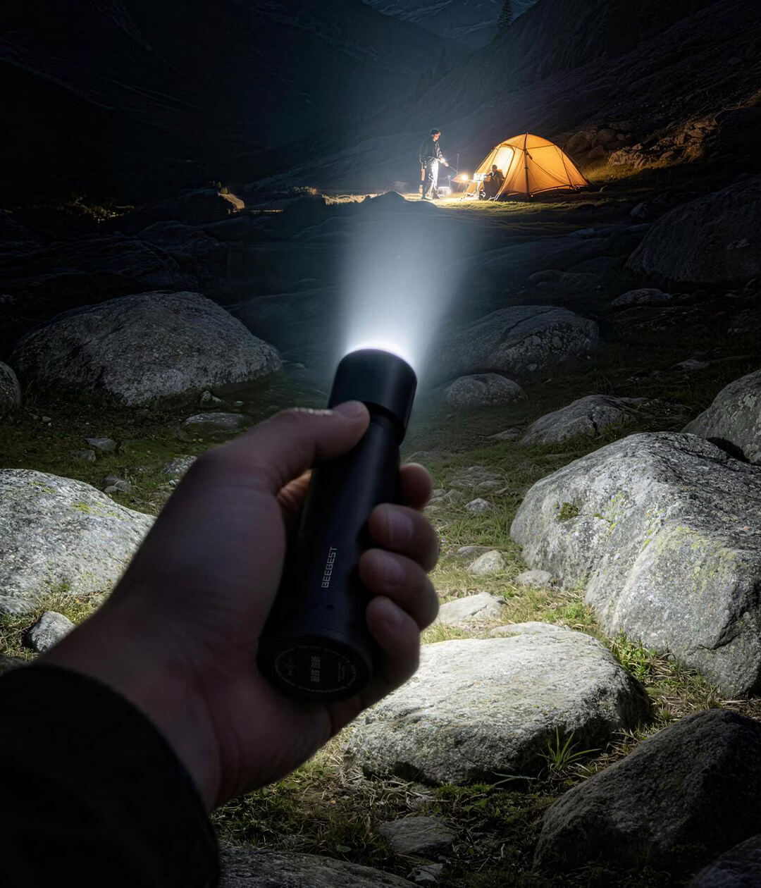 BeeBest High-Power Zoom Flashlight JD Self-Operated Outdoor Lighting Camping Portable Rechargeable Super Bright Long-Range Waterproof Single Unit 4