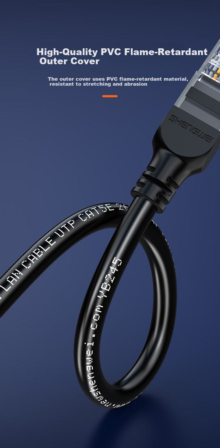 Shengwei Cat5e Ethernet Cable, 100Mbps Flame-Retardant Network Connection Cable, Cat5e Patch Cord, Computer Broadband Connection Cable, 2 Meters, WLC1002G 5