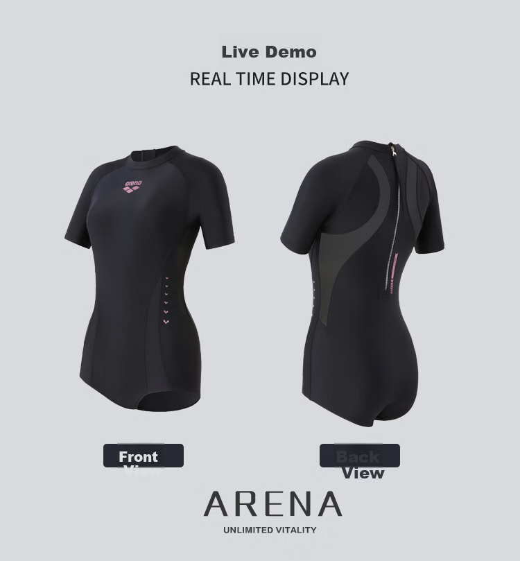 Arena One-Piece Swimsuit for Women with Short Sleeves And Triangle Design, Tummy Control, Slimming Effect, Leg-Lengthening, Suitable for Hot Springs, Swimming, Chlorine-Resistant, Sun Protection Swimwear 10