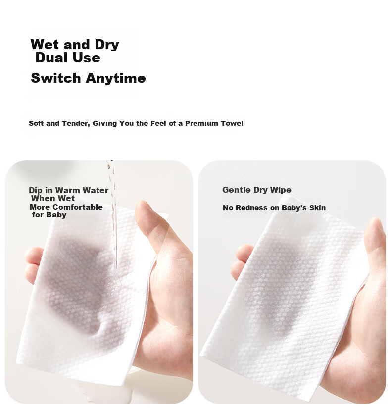 KUB Baby Face Wipes Dual-Use Dry and Wet Thickened Large Size 100 Sheets * 6 Packs Suitable for Hands, Mouth, and Diaper Area, Also for Adults 8