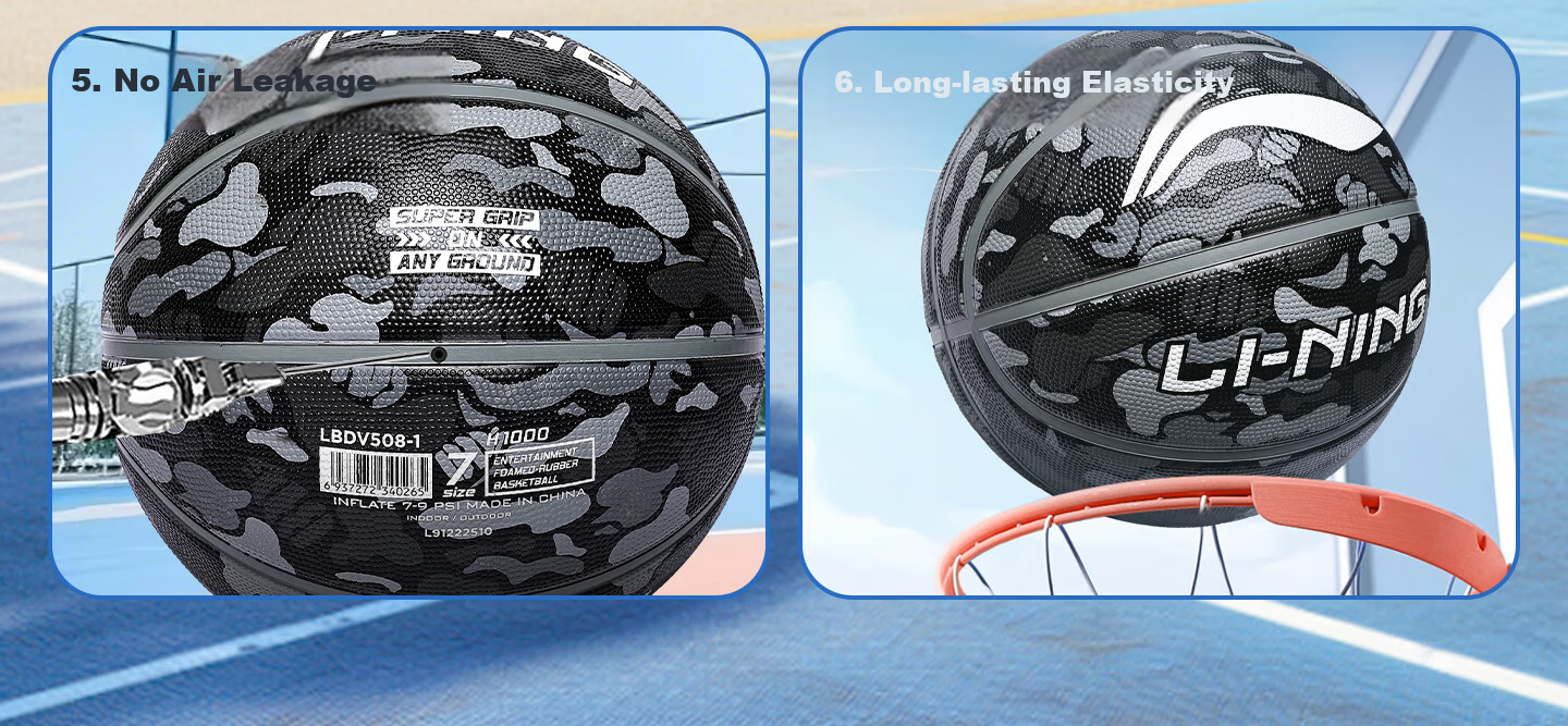 Li-Ning Basketball No.5 Children's Basketball for Ages 6-12, Primary School Training Basketball, Indoor and Outdoor Wear-Resistant Cement Court Basketball 10