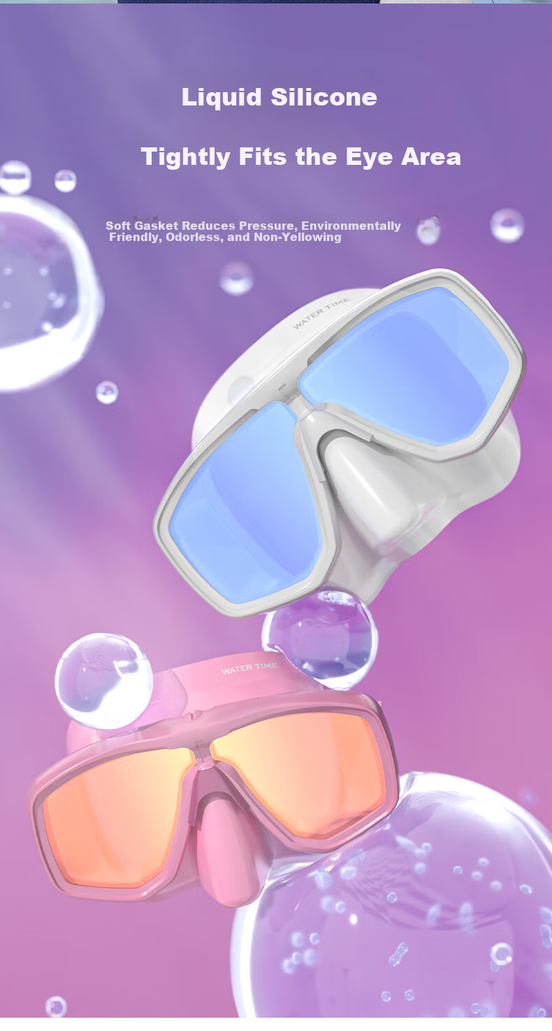 WATERTIME / Shuichuan Snorkeling Mask Set with Coated Lens and Snorkel, White 5