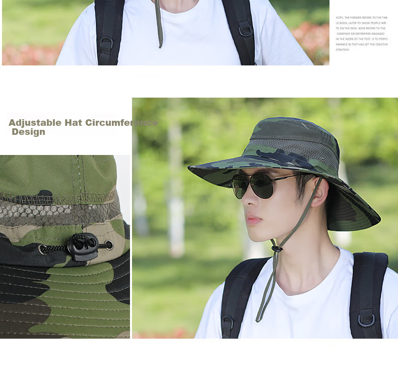 XUEXIMAN Men's Summer Fisherman Hat Fishing Sunshade Wide Brim Outdoor Mountaineering Sun Protection Cap for Men Cycling Travel 13