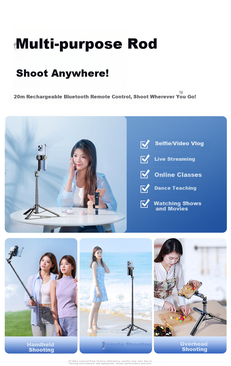 Kerunle Mini Portable Selfie Stick Tripod Phone Holder 360-Degree Rotation Anti-Shake Auto Tracking Gimbal Stabilizer All-in-One Travel Compact Live Streaming 14