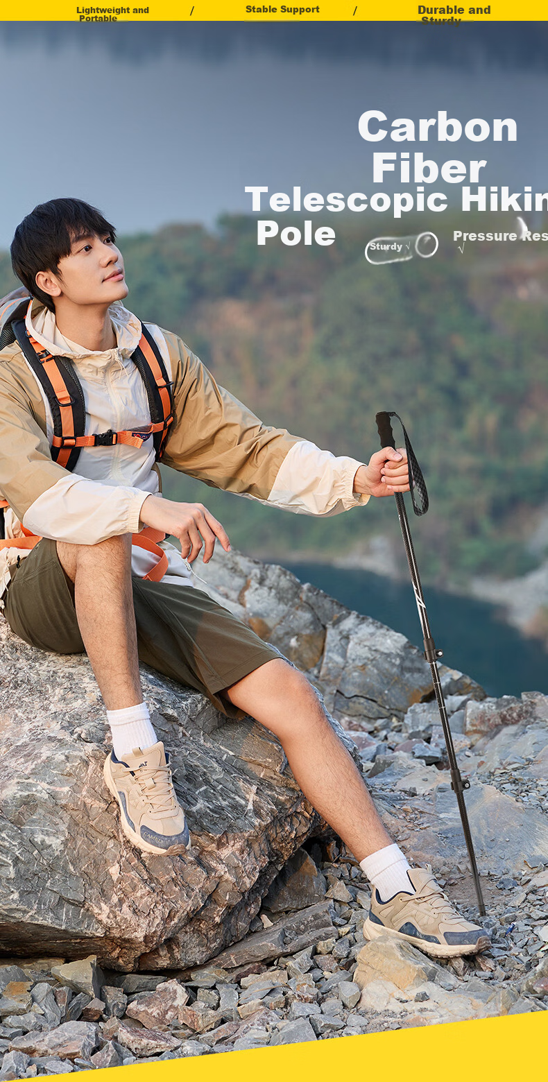 CAMEL Full Carbon Lightweight Telescopic Trekking Pole Multifunctional Professional Outdoor Hiking Mountaineering 174BABP670C 1