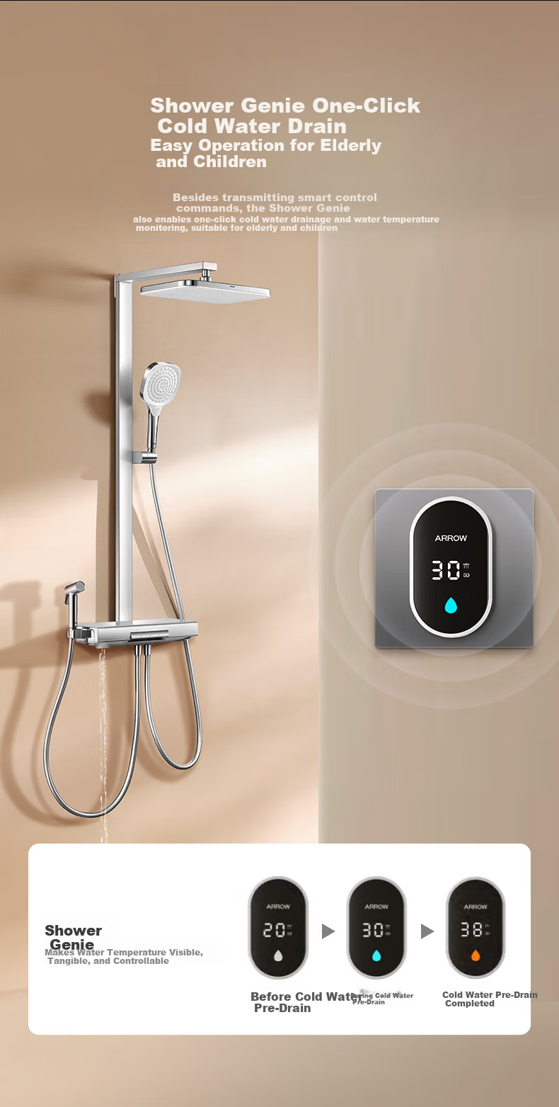 ARROW HarmonyOS Smart Thermostatic Shower Head HM-S01ZCP-GGW 6