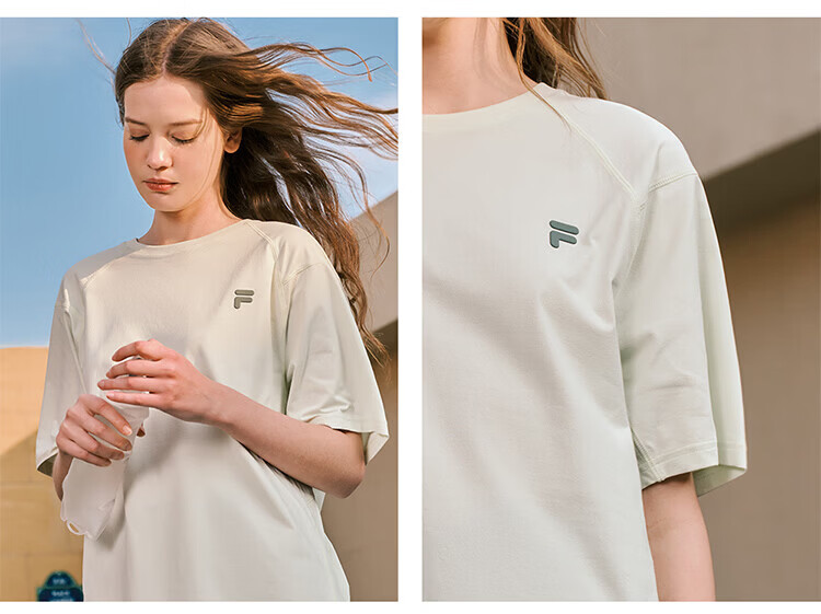 FILA Official Trendy Couple Knitted Dopamine Short Sleeve T-Shirt 26 Summer Quick-Dry Sports Tee 42