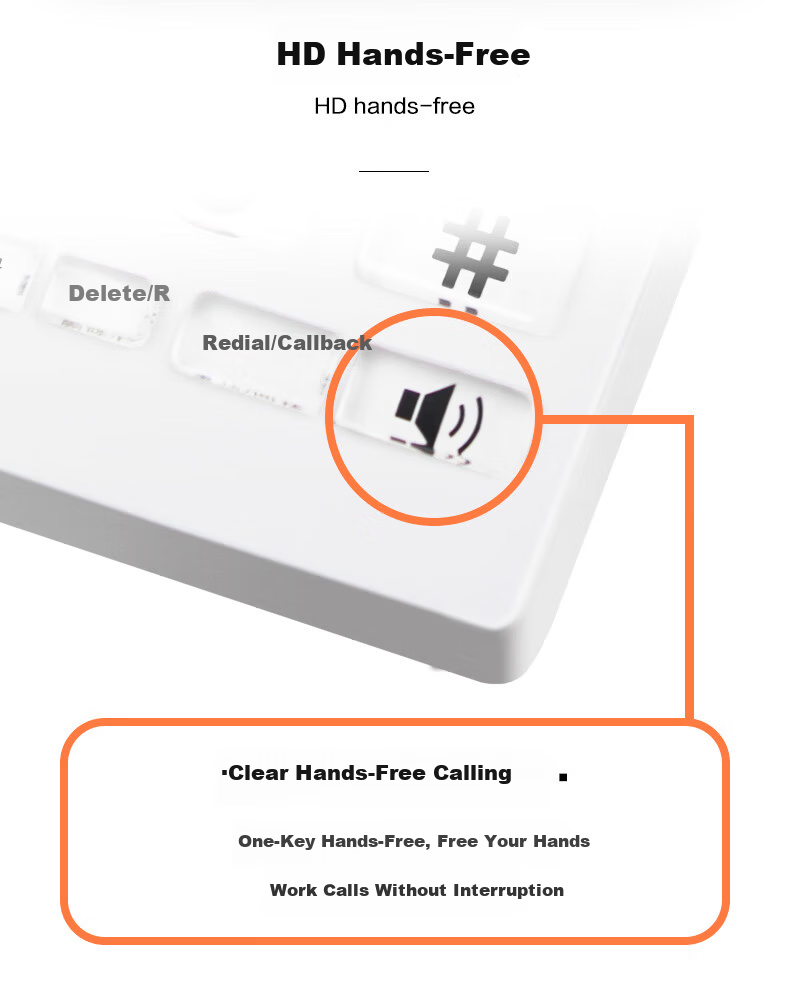 Taifeng 888 Landline Phone Fixed Telephone Office Home Wired Phone Battery-Free Dual Interface Hands-Free Caller ID TF202 White 2