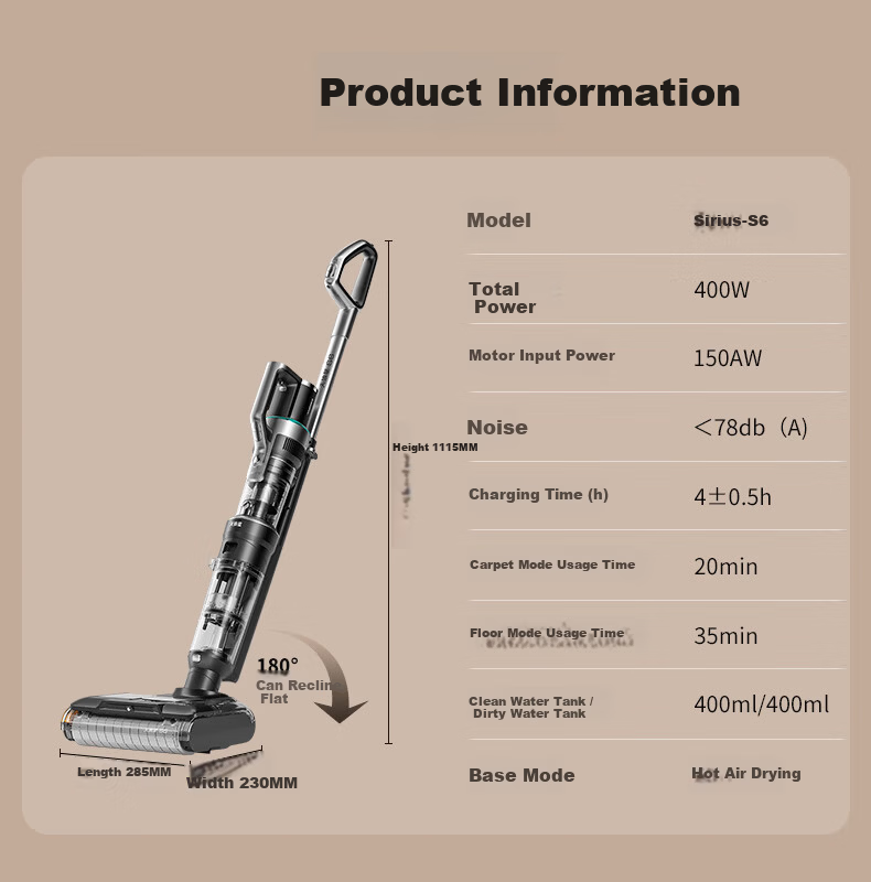 LEXY Sirius L6 Floor Washer Vacuum Cleaner New Arrival JD Self-operated Home Use Mite Removal 4-in-1 Automatic Cleaning 21