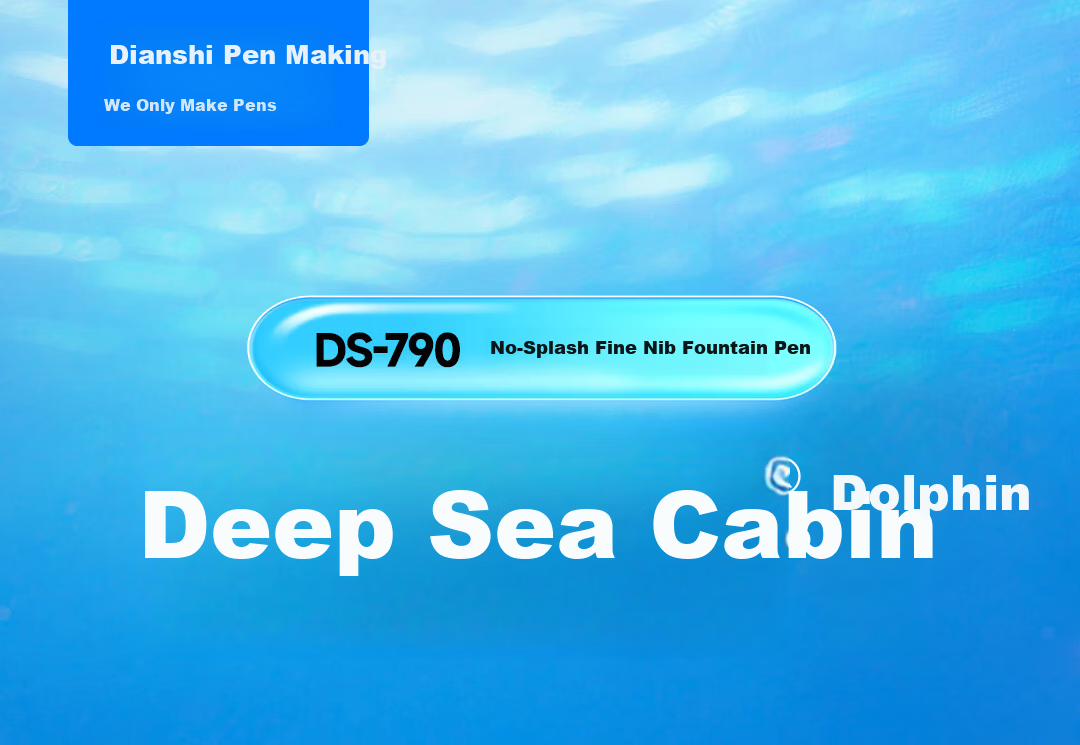 Dianshi Deep Sea Dolphin Student Fountain Pen No Ink Splash EF Nib Correct Posture Ink Cartridge Back to School Essential 790 Dark Blue Erasable Ink 1