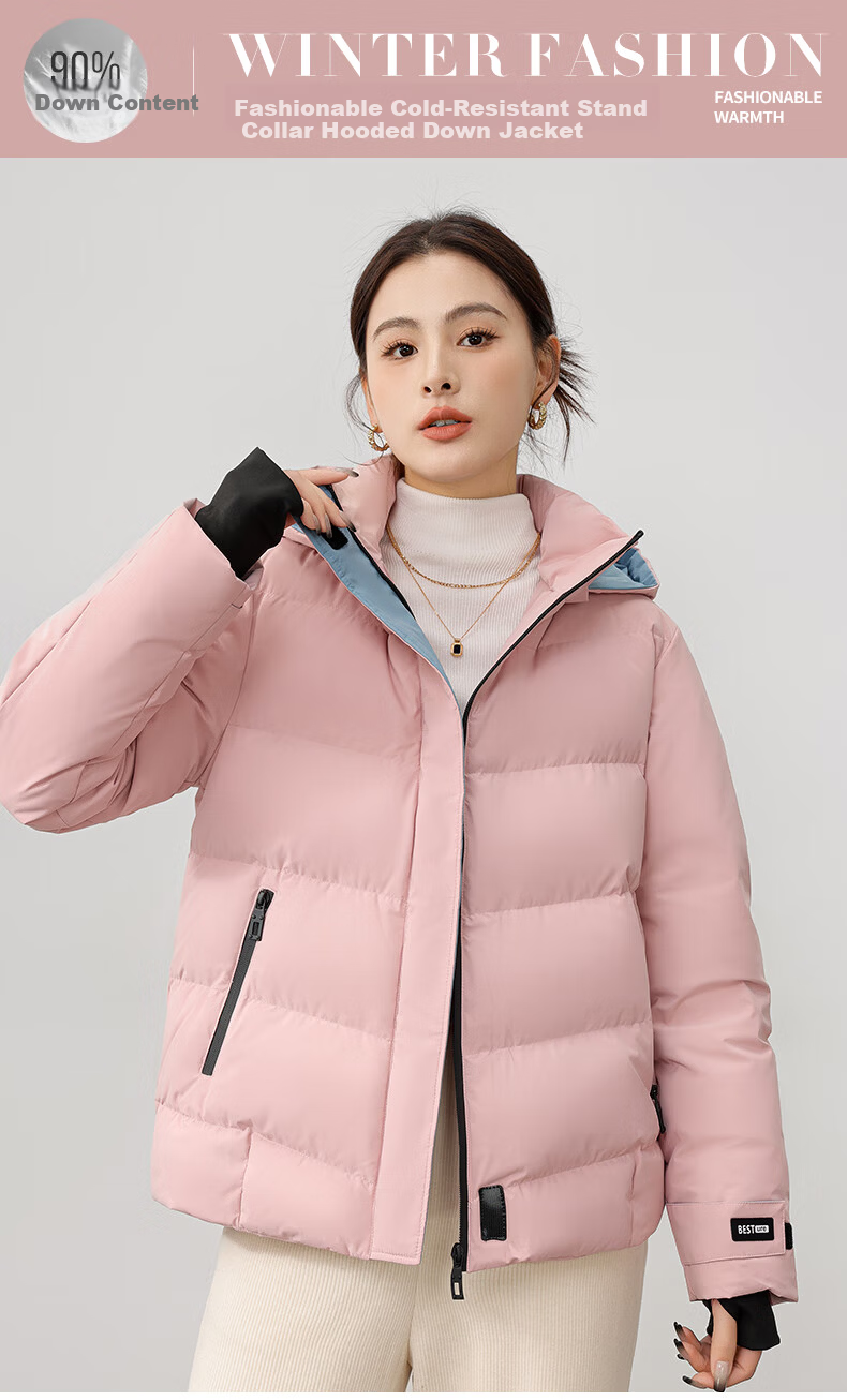 Yalu Women's Down Jacket 2025 New Winter Red Short Hooded National Standard Duck Down Fashion Thick Warm Coat Female 1
