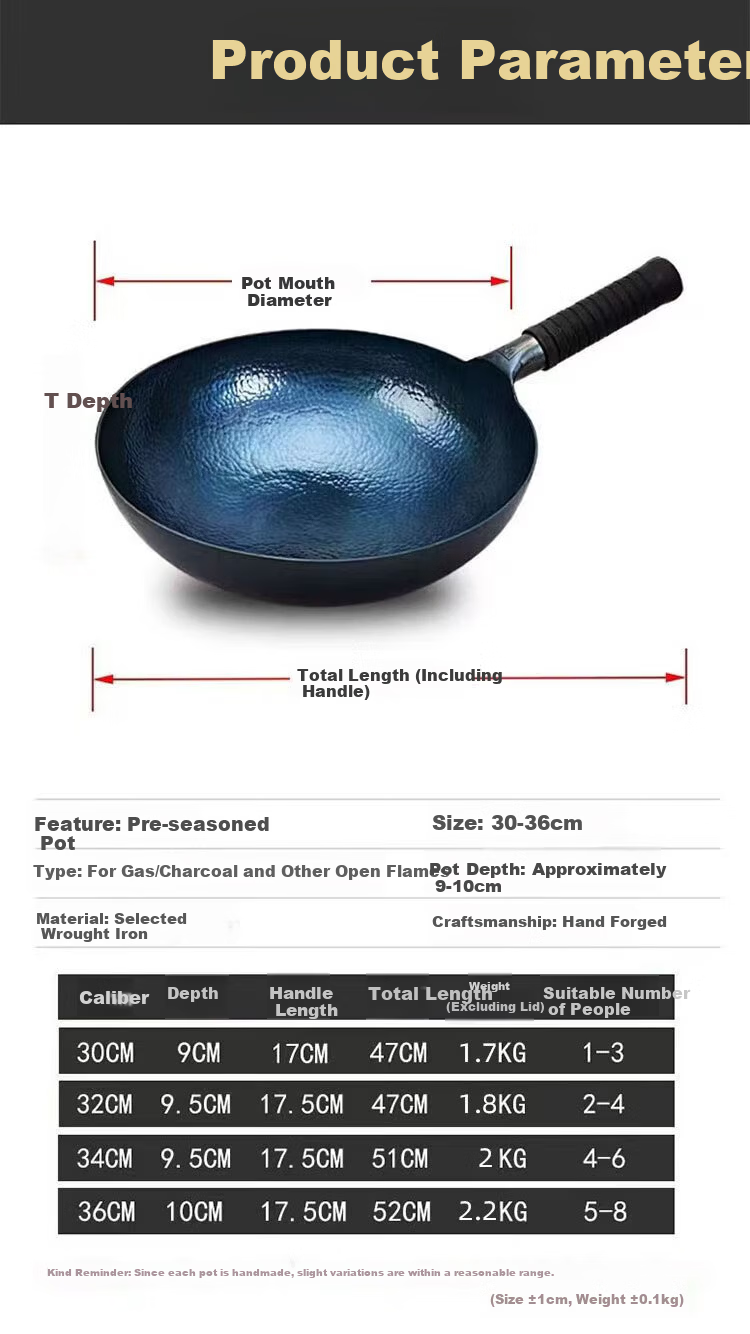 Goston Zhangqiu Cast Iron Stir-Fry Pan Authentic Uncoated Gas Stove Home Use Fish Scale Pattern 36cm [Kitchen Essential] 11