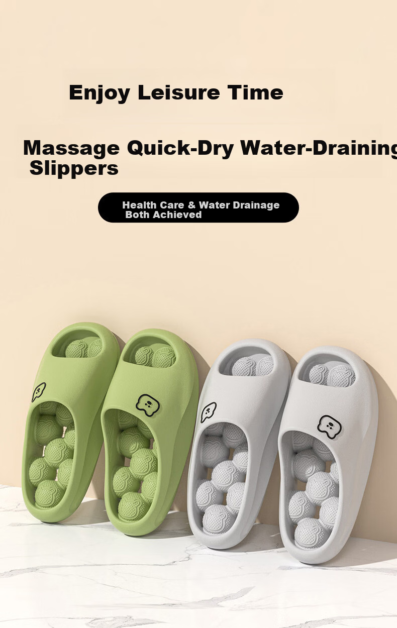 Ganmai Massage Bathroom Slippers for Women, Four Seasons Indoor Home Quick-Dry Water-Draining Couple's Sandals, Light Purple, Size 36-37 1
