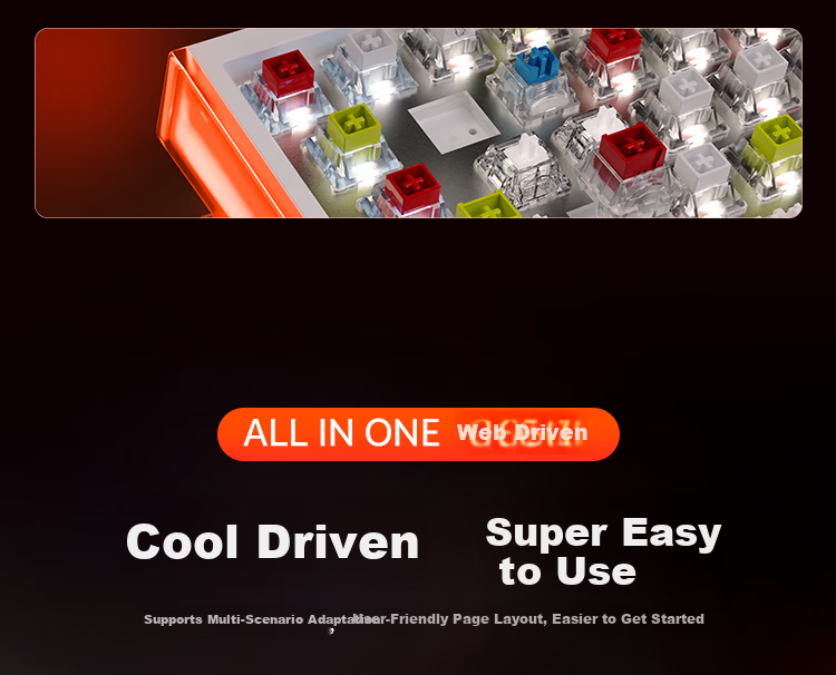 DAREU COOL68 Magnetic Switch Keyboard RT Gaming Mechanical Keyboard 8K Polling Rate Hot-Swappable RGB Dual-Drive Lightbox Valorant 68-Key Layout COOL68 Berry Red 10