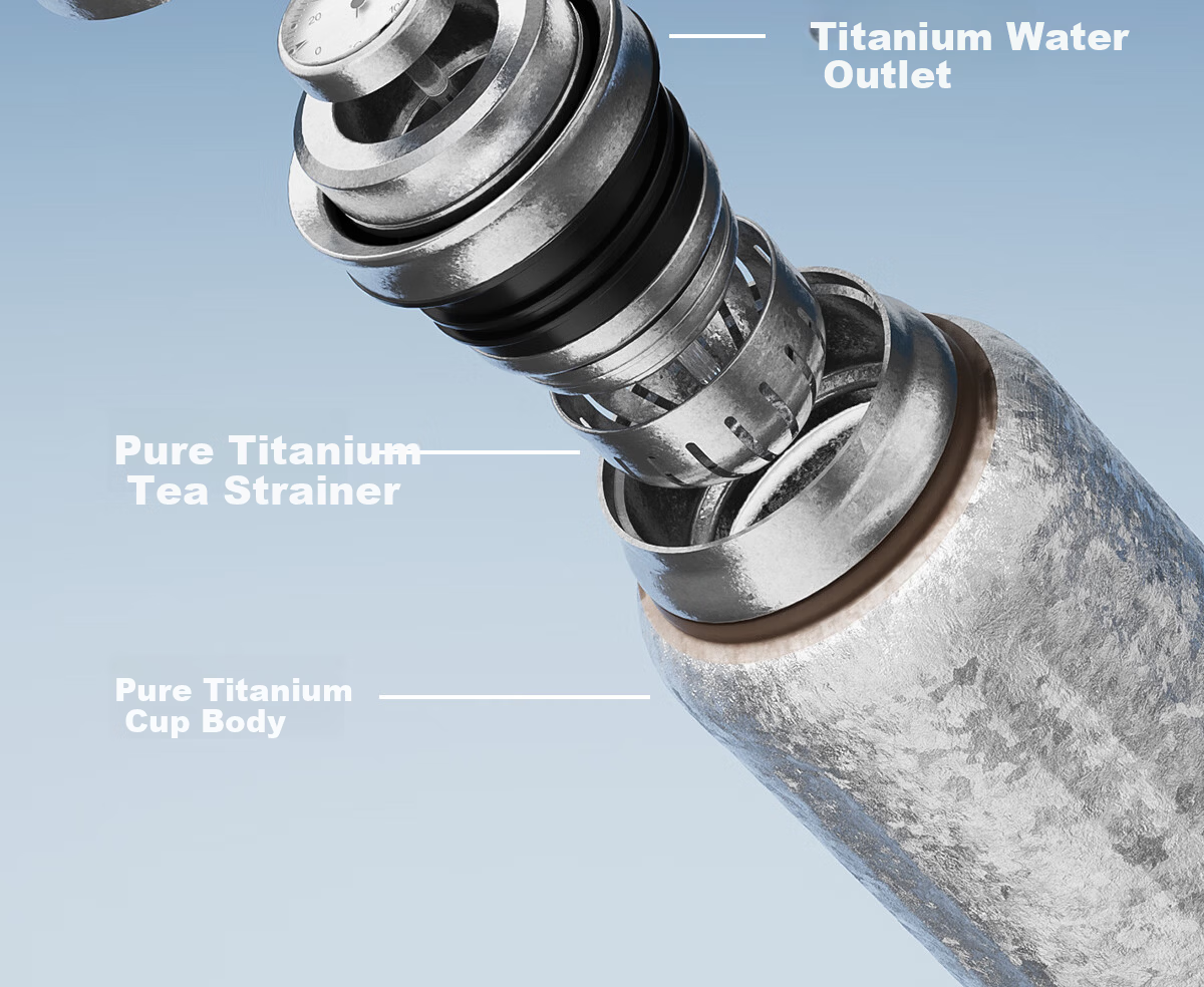 Germ Pure Titanium Insulated Temperature Display Water Bottle 500ML Space Silver 22