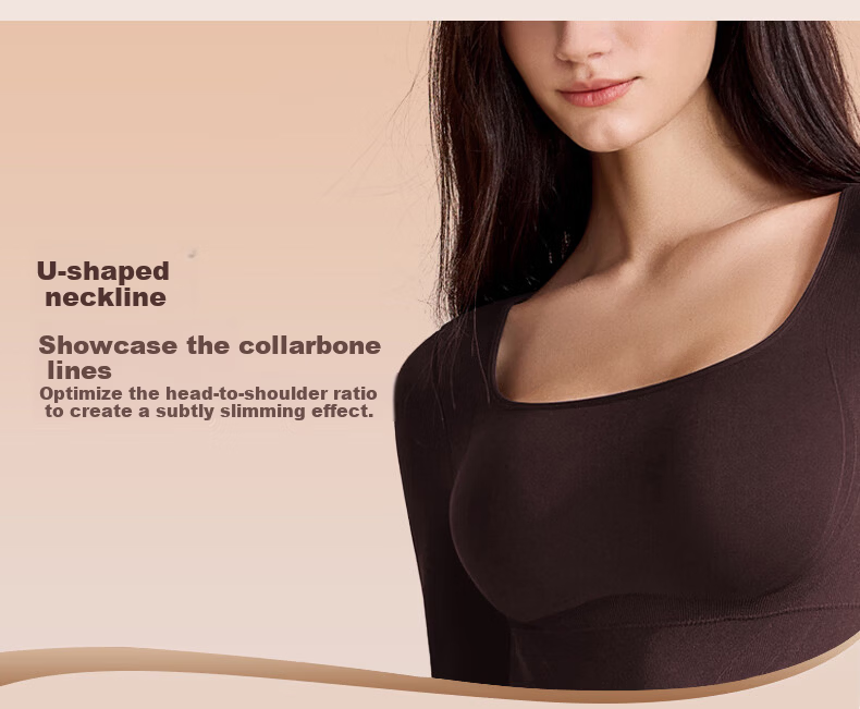 Curvilism [Victoria Song Style] Black Chocolate Long Sleeve Bodysuit Shapewear Tummy Control Hip Lift Nude Feel [Long Sleeve] M 14