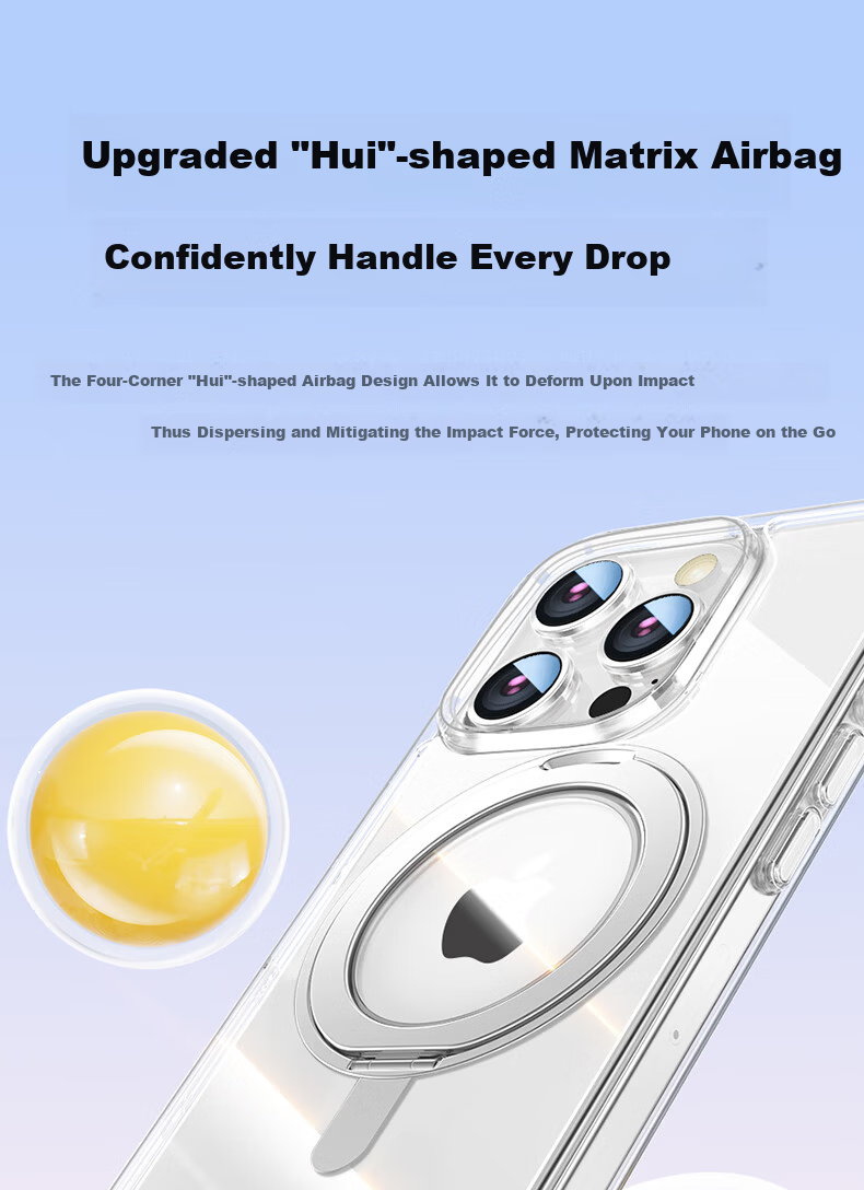 UGREEN 360° Invisible Magnetic Stand Case for iPhone 16 Pro, Matte Anti-Yellowing, Airbag Shockproof, Anti-Fingerprint Protective Cover 14