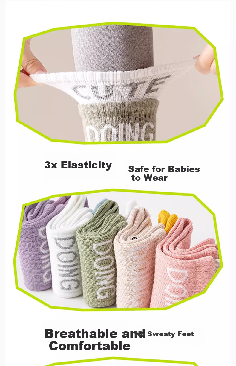 Mianmanman Children's Socks, Pure Cotton, 10A Antibacterial And Anti-Mite, Mid-Calf Socks for Girls, Long Socks for Older Children, Autumn And Winter Season, 6 Pairs 9