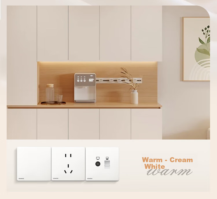 SIEMENS Socket Panel Set, 10-Pack, Standard Five-Hole, Slim Frameless, Matte Skin-Friendly, Cream White 10