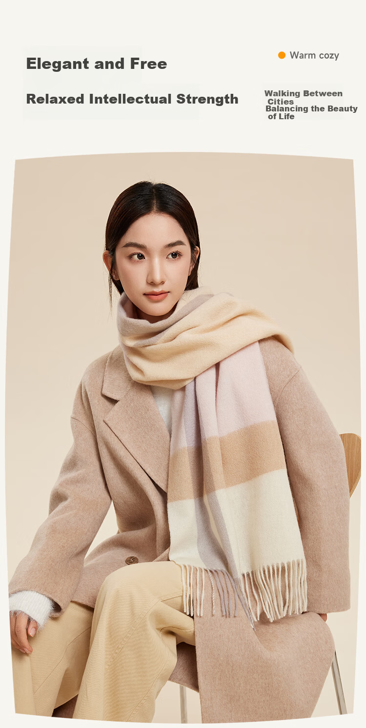 HLA Women's Scarf New Autumn Winter Pure Wool Soft Warm Birthday Gift for Girlfriend 9