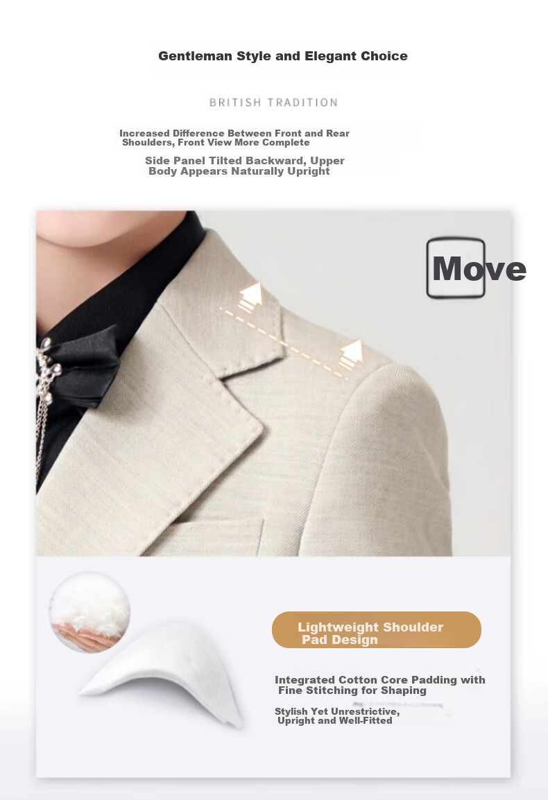 Romon Kids Suit Set Flower Boy Piano Performance Host Tuxedo Boys First Birthday Suit Off-White 160 4