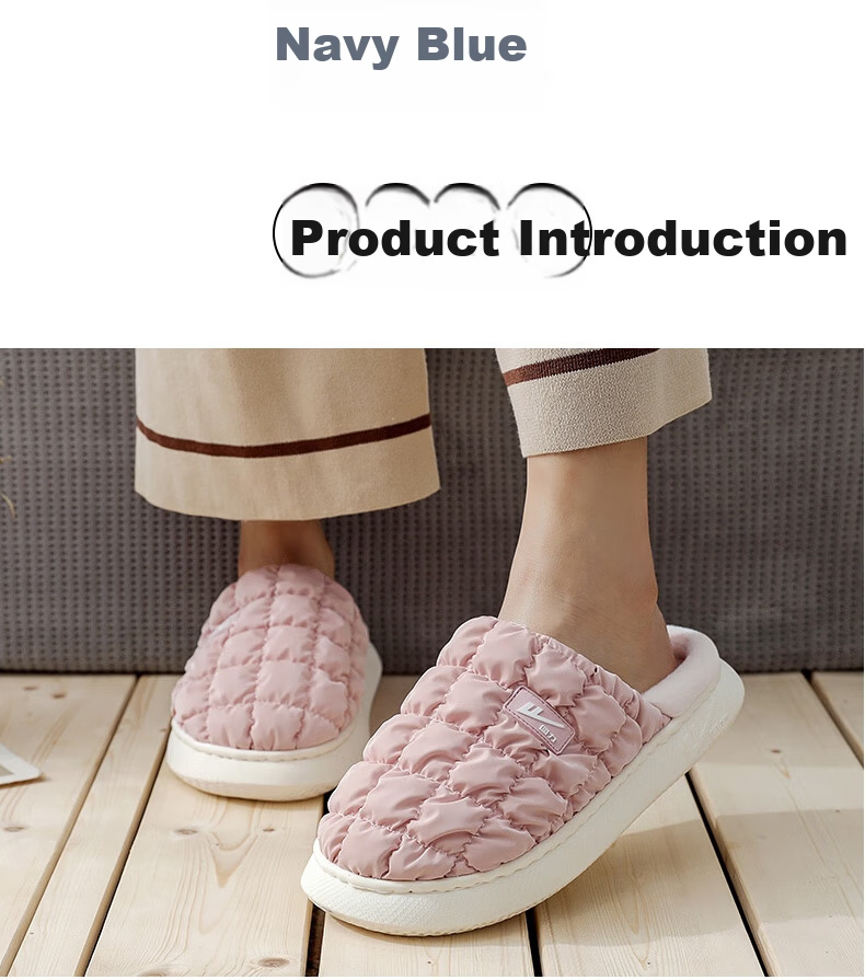 Warrior Soft Glutinous Puff Couple Waterproof Fleece Cotton Slippers Warm Thick Soft Sole Cotton Shoes HL0417 Pink Size 36-37 7