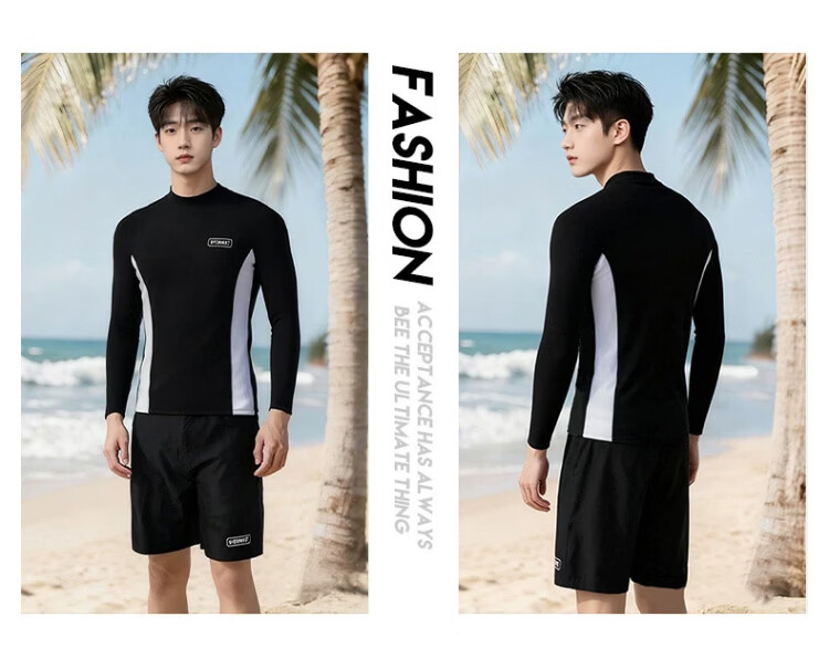 Langsha Men's Two-Piece Large Size Quick-Dry Swimwear Professional Swimming Trunks Spa Swimwear for Men 9