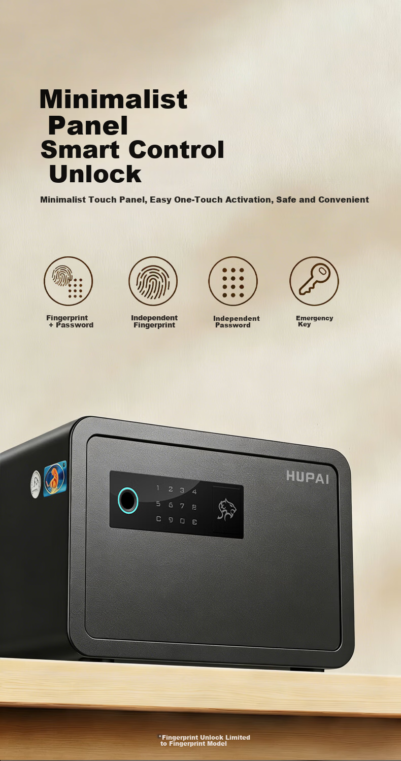 Tiger Brand Home Fingerprint Password Safe 26th Anniversary New Model Auto-Opening Safe 20cm White 3