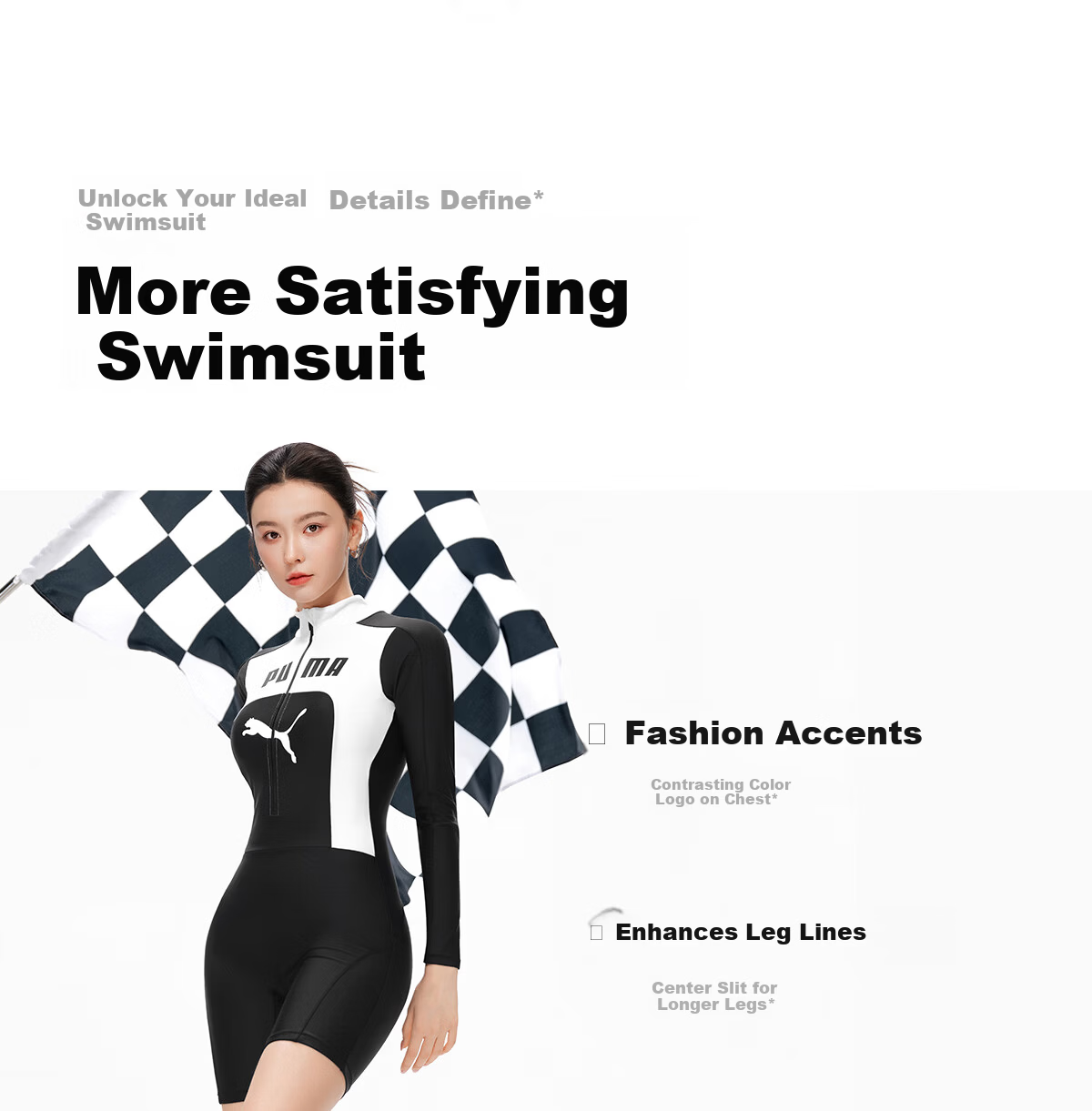 PUMA Women's Long Sleeve One-Piece Swimsuit UV Protection High Neck Antibacterial Slim Fit Swimming Pool Spa Use 6