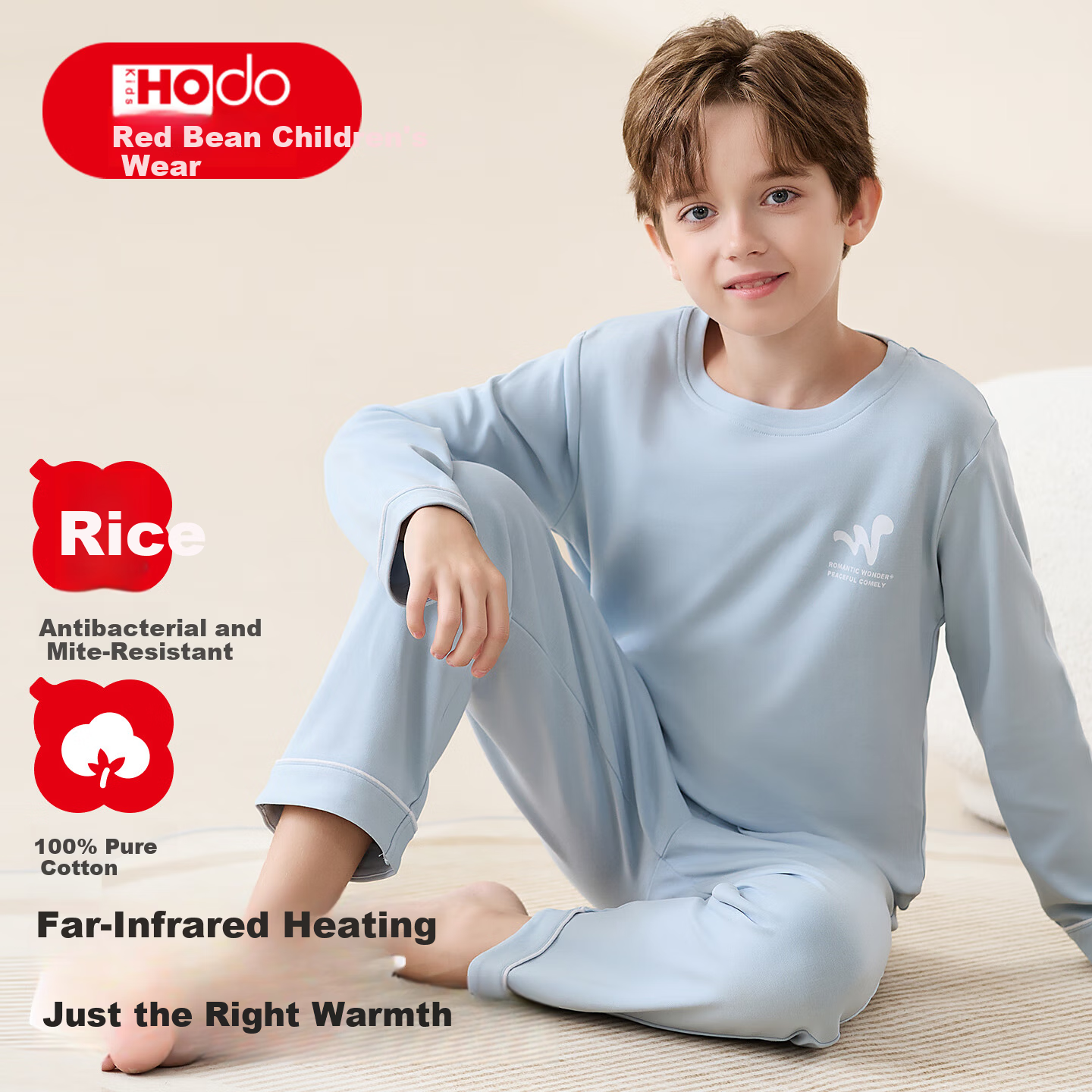 Hodo Kids Cotton A-Class Pajama Set Boys Spring Summer Long Sleeve Long Pants Loose Comfortable Homewear