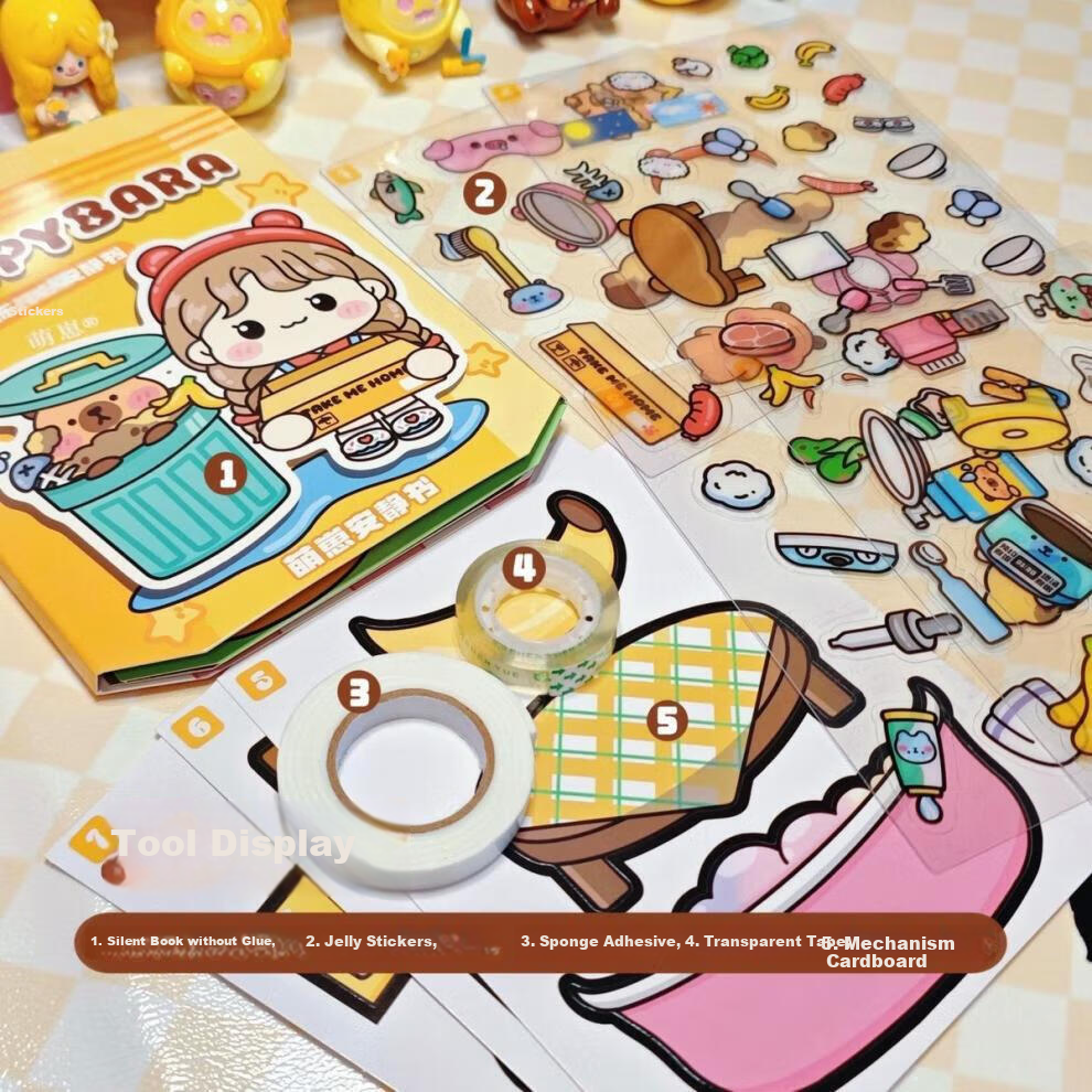 Murcia Early Education Cute Jelly Stickers Capybara Quiet Creative Material Girls Cutout Toy Handmade Stickers 8