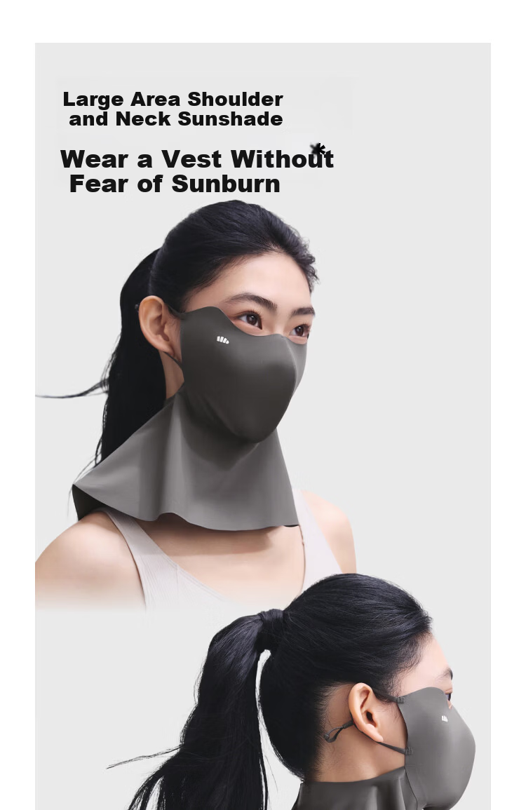 Beneunder Sunscreen Neck Mask Women's Sun Protection Face Cover Lightweight Full Face UV Protection Face Bikini Distant Mountain Gray 9