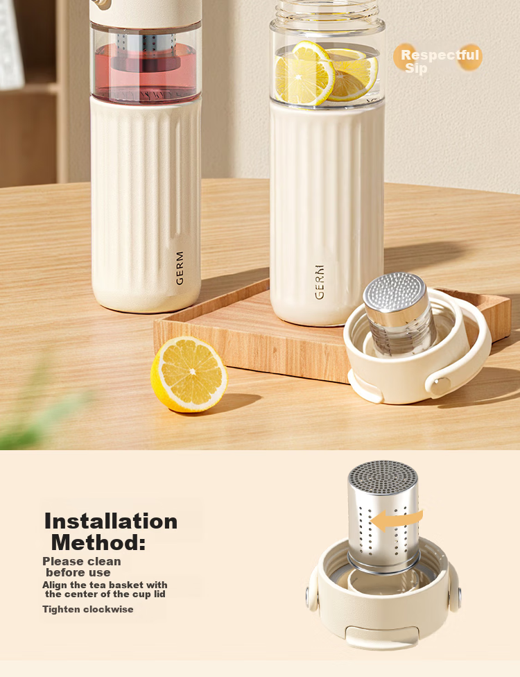 Germ Tea Separation Glass Cup for Women High-Value Floral Tea Water Cup Office Brewing Tea Cup Gift Cup 500ML Purple 8