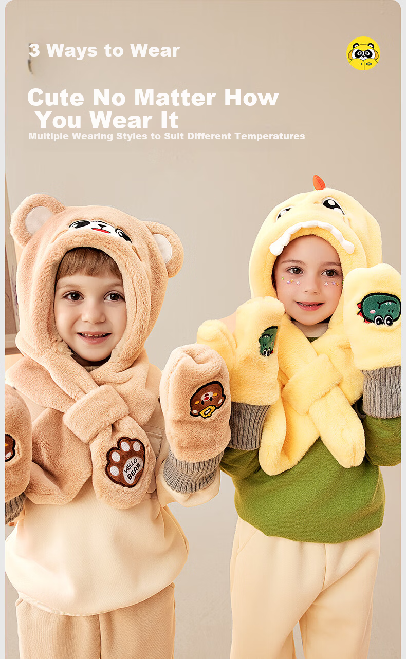 Mumeng Kids Autumn Winter Hat and Scarf Set Fleece Thickened Warm Hat Pink Unicorn for Older Children 8