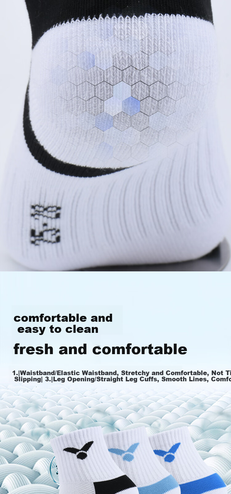 VICTOR Victory Unisex Badminton Socks Sweat-Absorbing Breathable Warm Compression Terry Sole SK152-3/ACH/L 6 Pairs Pack 3