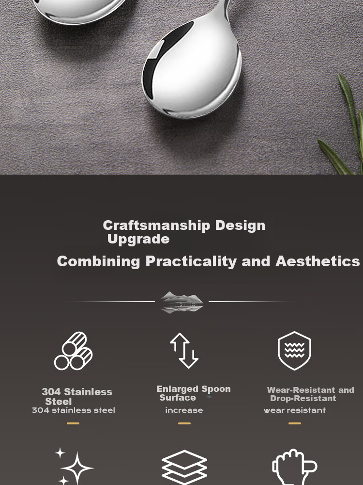 Suncha 304 Stainless Steel Soup Spoons Set of 4 Food Grade Household Eating Spoons with Fu Character 2
